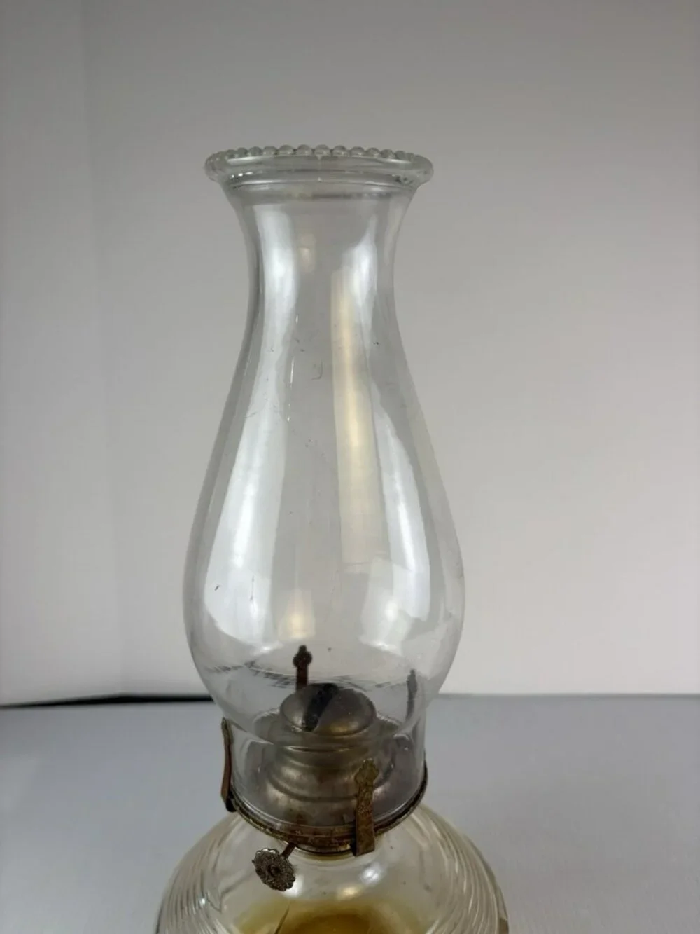 Vintage Lamplight Farms Glass Oil Lamp | Block Ribbed | 70s Farmhouse Decor